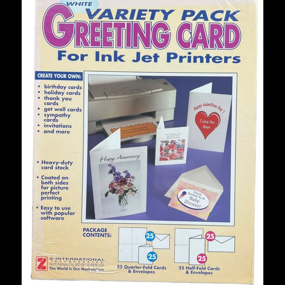 Variety Pack Greeting Cards for Ink Jet Printers Pack of 50 with Envelopes - Picture 1 of 2